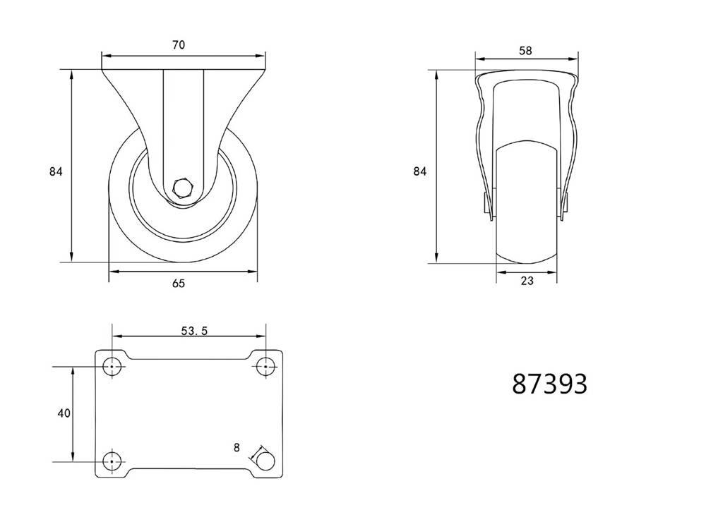 ROATĂ FIXĂ, POLIPROPILENĂ, 65MM 87393 - magazinsculeonline - Vorel