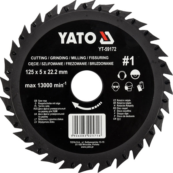 Disc raspel, 125x22.2 mm, lemn YT-59172