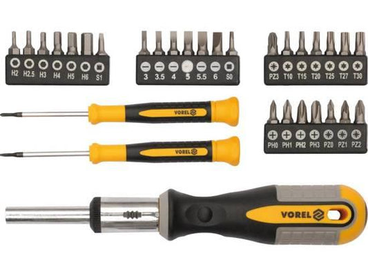 SET ȘURUBELNIȚĂ CU CLICHET + BIȚI, 31 BUC 64655 - magazinsculeonline - Vorel