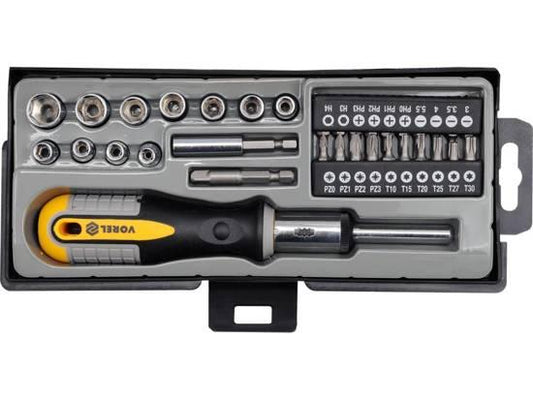 SET ȘURUBELNIȚĂ CU CLICHET + BIȚI 36 BUC 64660 - magazinsculeonline - Vorel