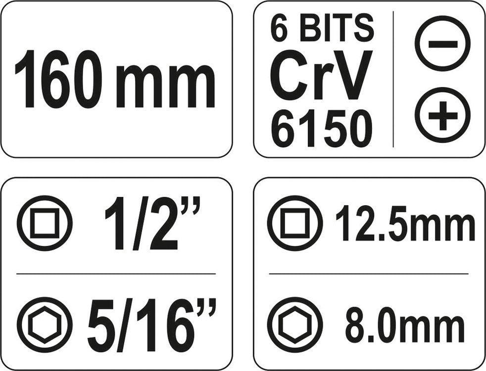 ȘURUBELNIȚĂ METALICĂ CU PERCUTOR, 7 BUC YT-2802 - magazinsculeonline - Yato