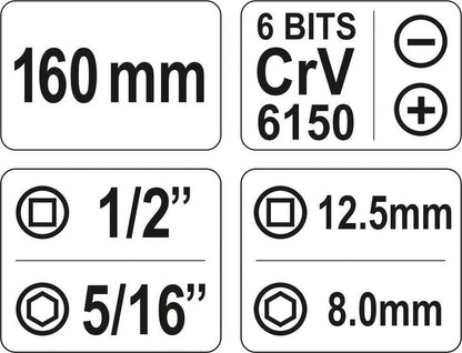 ȘURUBELNIȚĂ METALICĂ CU PERCUTOR, 7 BUC YT-2802 - magazinsculeonline - Yato